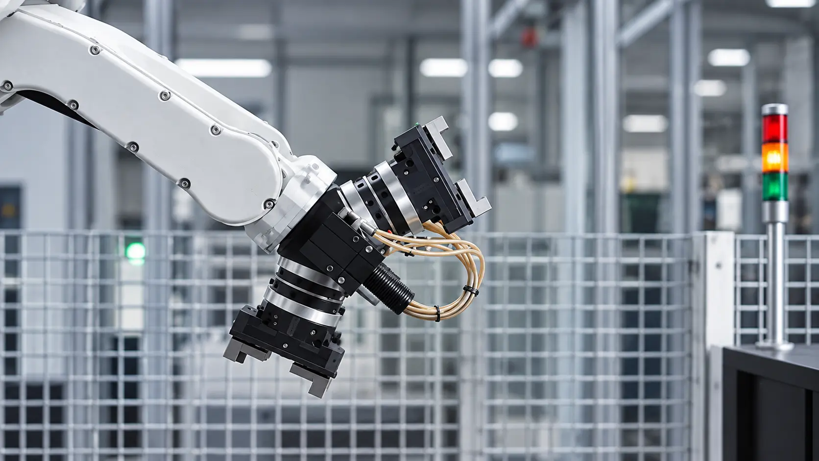 Robot industrial equipado para la carga y descarga de una máquina CNC